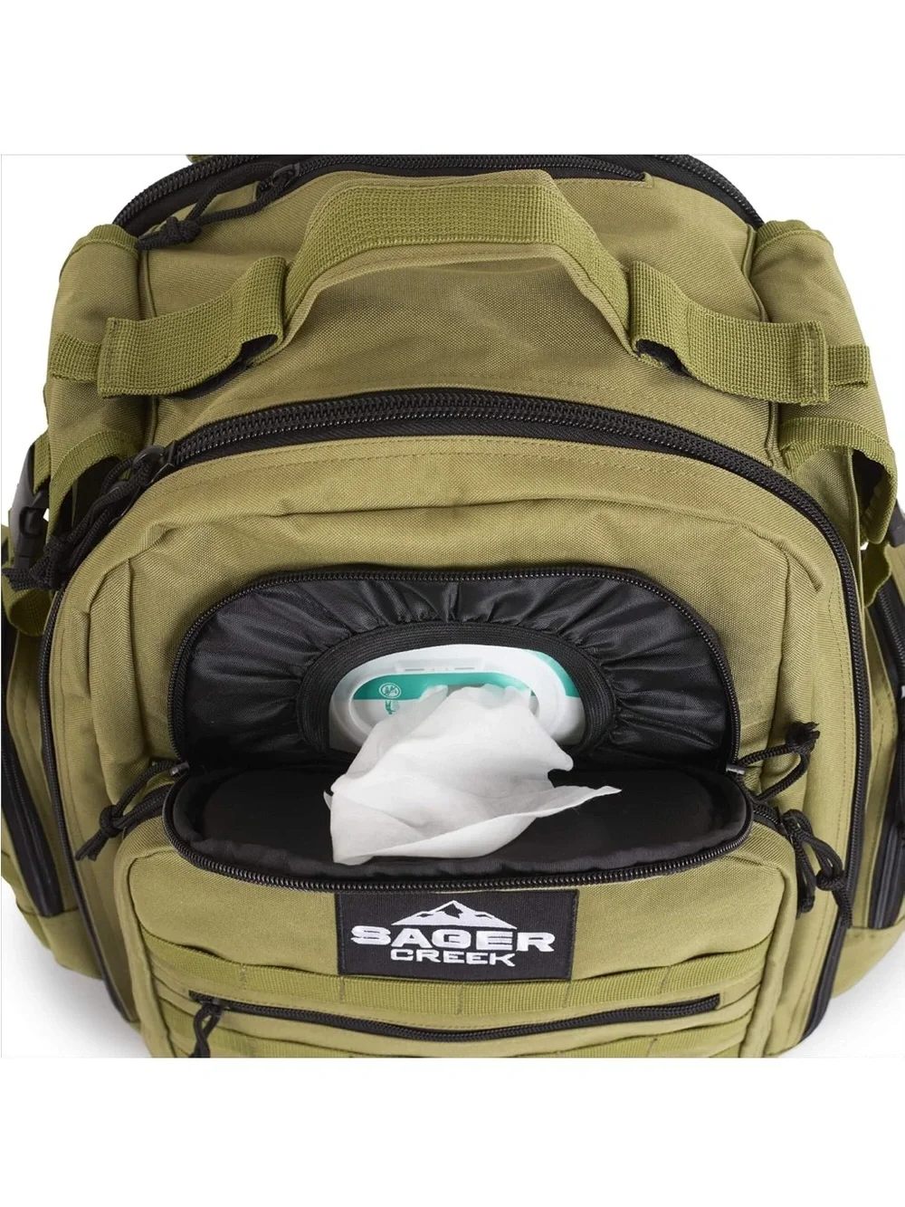 Tactical Olive Green Men's Diaper Bag Backpack by Sager Creek